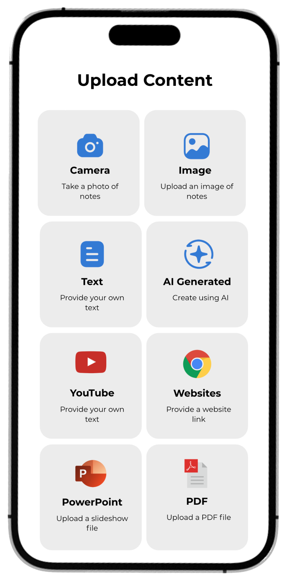 Upload Content Screen